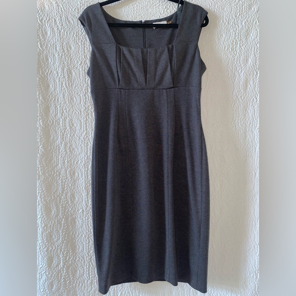 Calvin Klein Square Neck Sleeveless Sheath Midi Dress